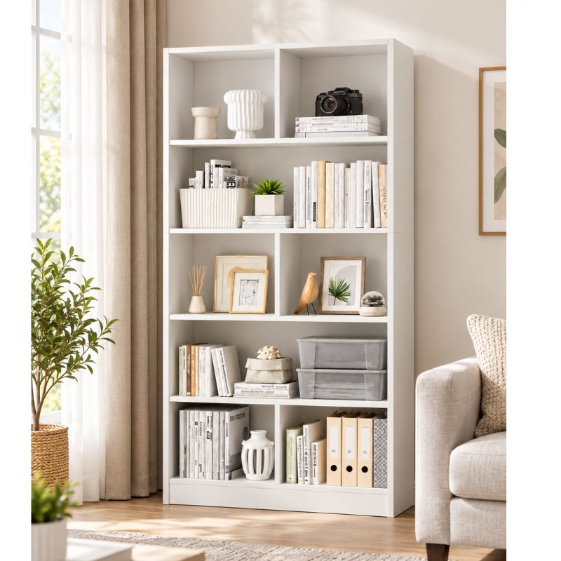 Estante Librero Organizador 5 Niveles 60x24x180 cm Blanco