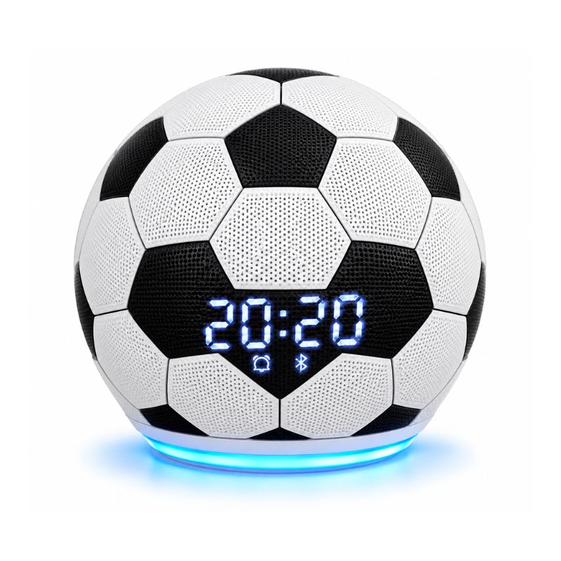 Reloj Despertador Balón de Fútbol con Asistente Virtual, Bluetooth y Luz LED