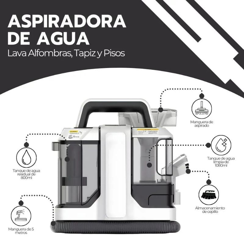 Aspiradora Lava Alfombras y Tapices 450W Inyección y Succión Portátil