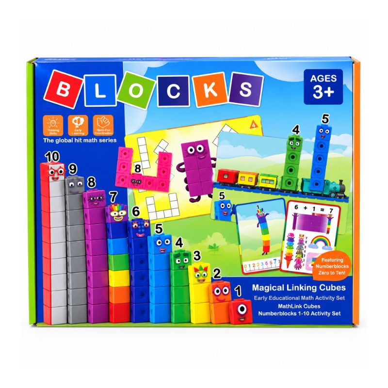 Set Educativo Matemático 24 Piezas con Cubos Encajables y Tarjetas 3+
