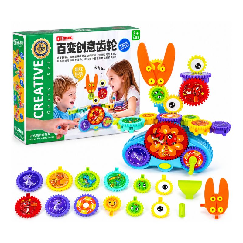 Set Educativo de Engranajes Creativos 13 Piezas con Motor Recargable 3+