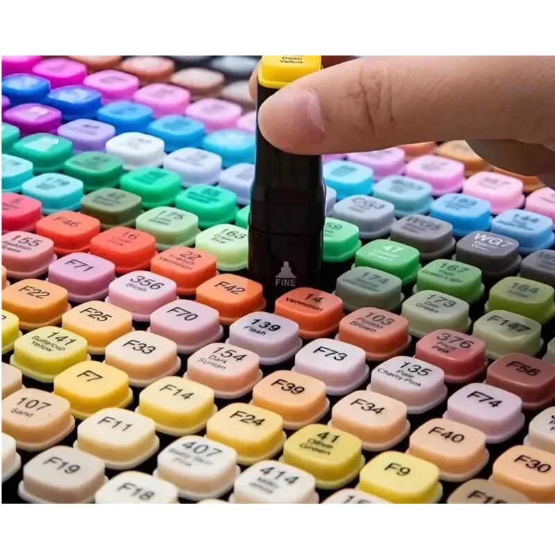 Set 262 Marcadores Doble Punta Tinta Alcohol Colores con Estuche