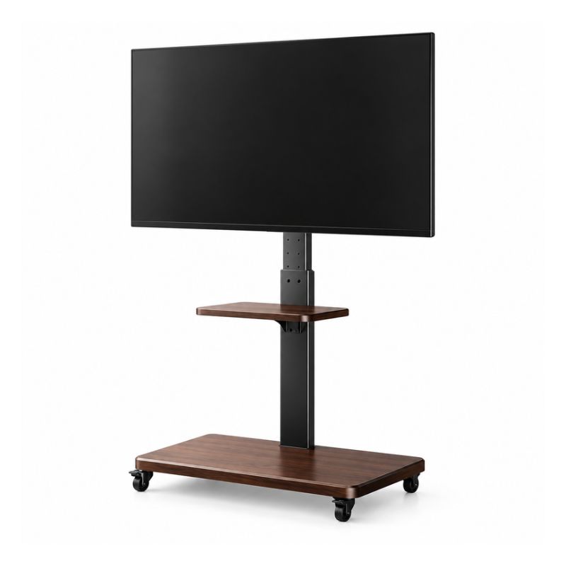 Soporte TV Móvil con Ruedas 32 a 70 Pulgadas Pedestal Blanco