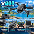 Drone V888 Plegable con Cámara HD, Conexión WiFi, Control Remoto y Bolso de Transporte