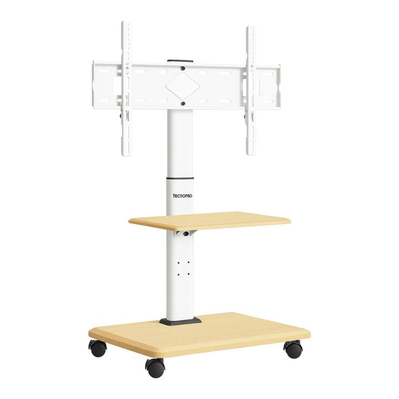 Soporte TV Móvil con Ruedas 32 a 70 Pulgadas Pedestal Blanco