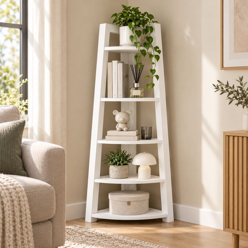 Estante Esquinero Organizador de 5 Niveles Blanco 106 cm