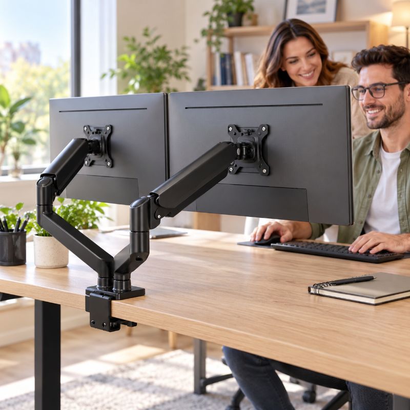 Soporte Doble para Monitor de 17 a 32 Pulgadas con Brazos Articulados Negro