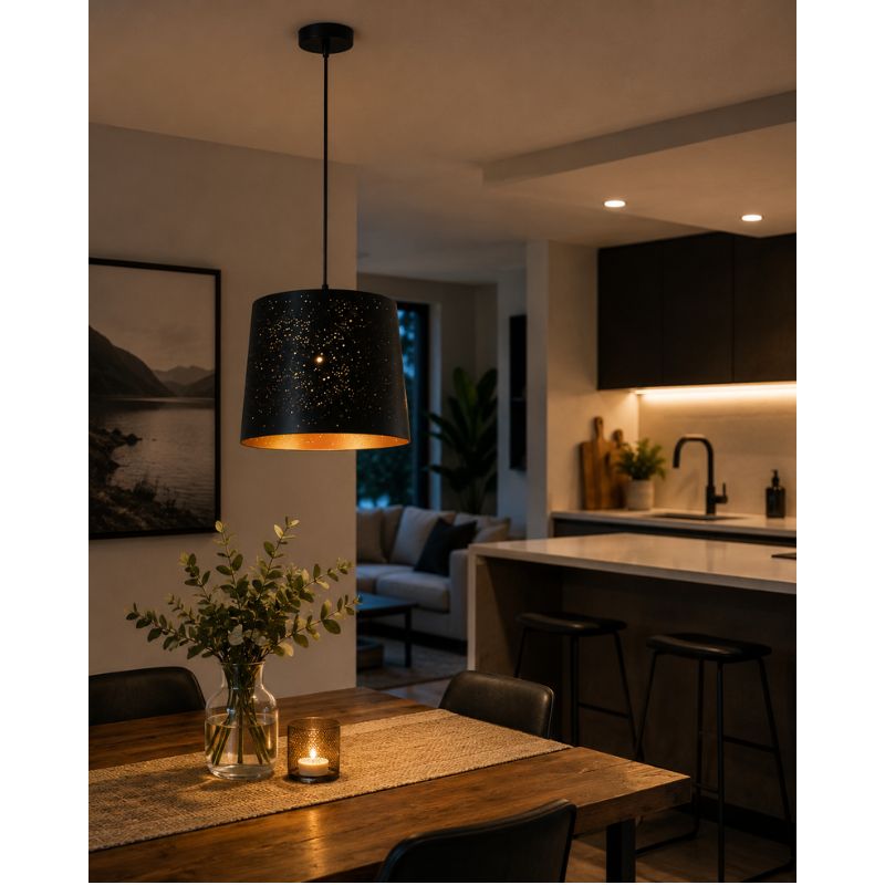 Lámpara Colgante Porta E27 Negra 250 × 340 mm | Diseño Moderno