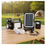 Kit Iluminación Solar Portátil Linterna LED 3 Ampolletas Recargable