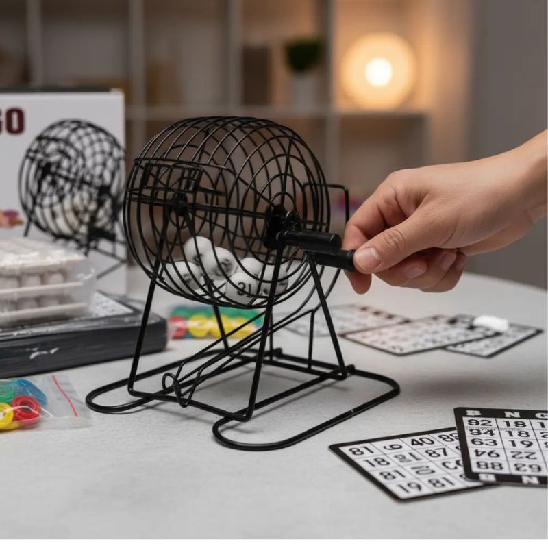 Juego De Bingo Completo Con Tómbola Bolas Cartones Y Fichas