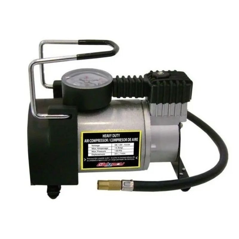 Compresor De Aire Portátil 12V 150 PSI 35 L/Min Con Manómetro