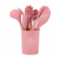 Set Utensilios Cocina 12 Piezas Silicona Con Mango De Madera