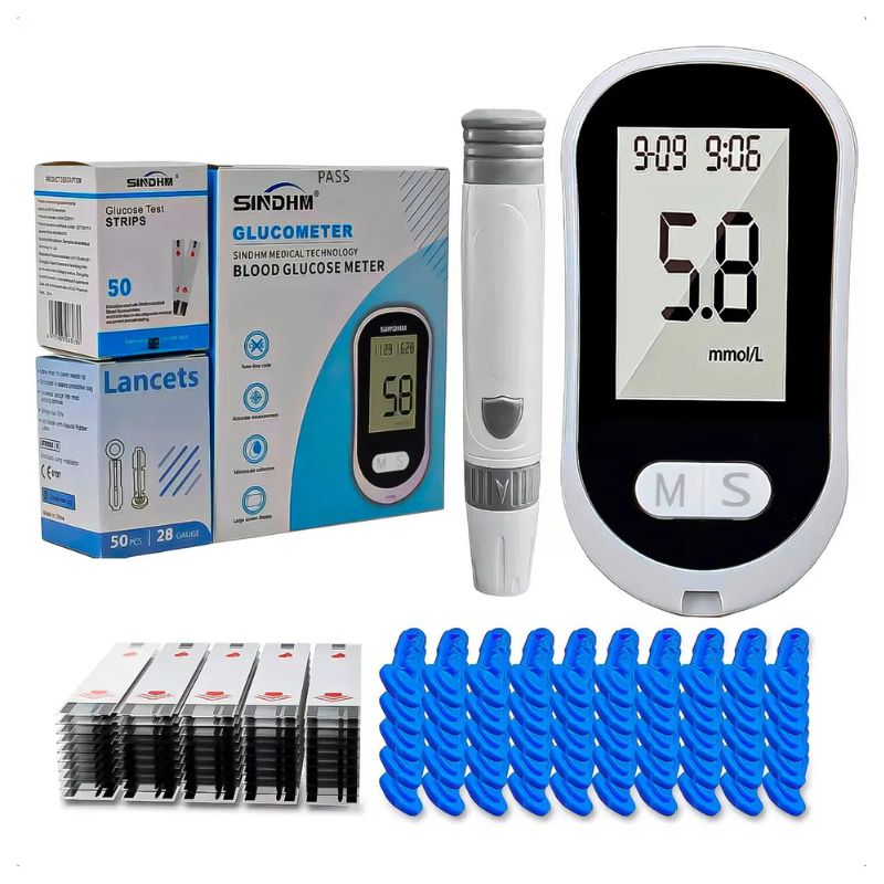 Glucómetro Digital Medidor de Glucosa Kit 50 Tiras y 50 Lancetas