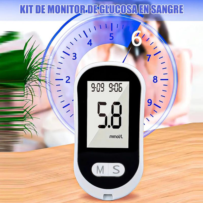 Glucómetro Digital Medidor de Glucosa Kit 50 Tiras y 50 Lancetas