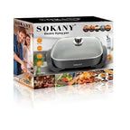 Sartén Eléctrico Sokany 1500W 6L Antiadherente Con Tapa De Vidrio