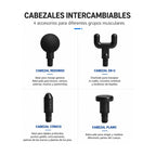 Pistola Masajeadora Muscular Percusión 4 Cabezales Recargable Negra