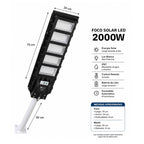 Foco Solar LED 2000W Exterior IP67 Con Control Remoto Luz Blanca