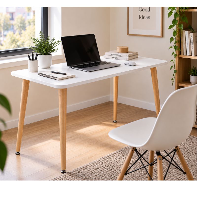Escritorio Milan Mesa Home Office 100x50x70 cm Blanco Laqueado