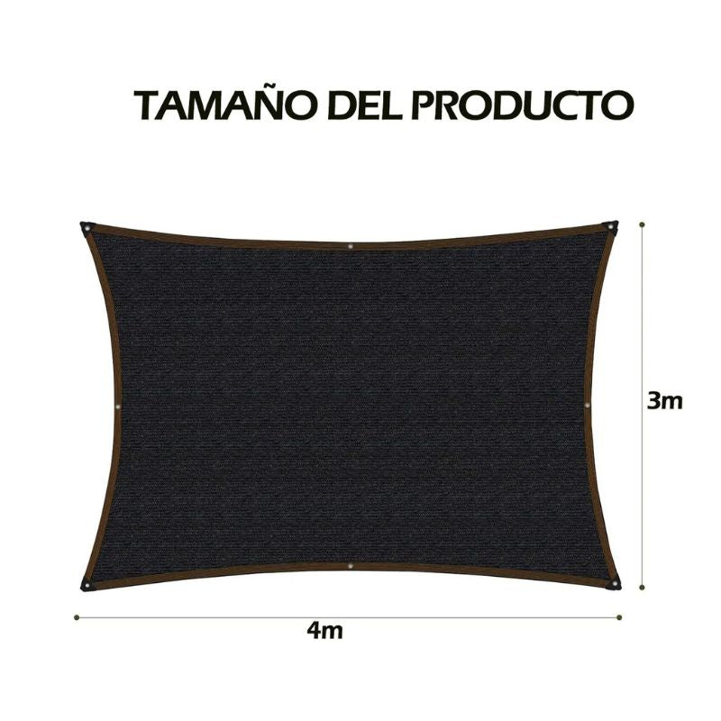 Malla Sombra 5x5 Metros 90% Bloqueo UV Negra Con Ojales Sombrilla