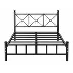 Cama Metálica 2 Plazas 150x190 Cm Negra Con Cabecera Diseño Clásico