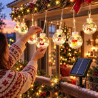 Guirnalda Solar Navideña 3 Metros con 8 Esferas Decorativas y Luz Cálida