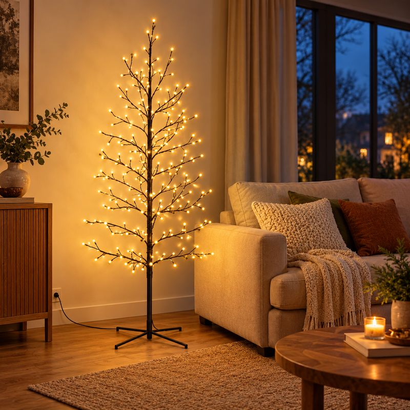 Árbol Decorativo LED 150 cm con Base 220 V – Luz Cálida o Multicolor