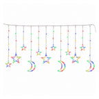 Cortina de Luces LED Navideñas 3 Metros con Estrellas y Lunas Decorativas