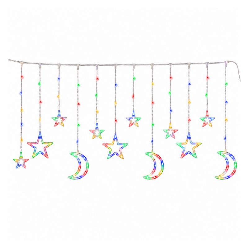 Cortina de Luces LED Navideñas 3 Metros con Estrellas y Lunas Decorativas