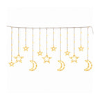 Cortina de Luces LED Navideñas 3 Metros con Estrellas y Lunas Decorativas