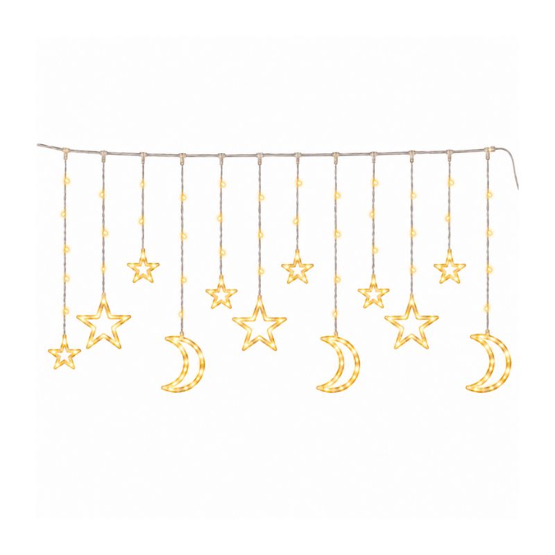 Cortina de Luces LED Navideñas 3 Metros con Estrellas y Lunas Decorativas